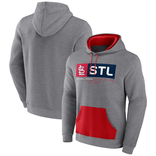 Men's St. Louis Cardinals Heathered Gray Iconic Steppin Up Fleece Pullover Hoodie